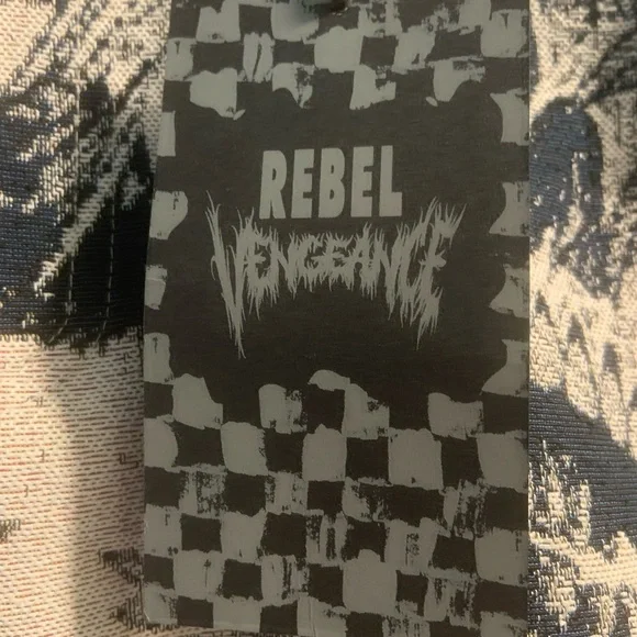 NWT Rebel Vengeance Men's Tapestry Skull Cargo Pants Skeleton Fringe Goth 28